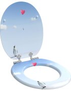 vidaXL Мека затваряща се тоалетна седалка Синьо 44 x 38 см ПДЧ