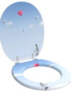 vidaXL Мека затваряща се тоалетна седалка Синьо 44 x 38 см ПДЧ