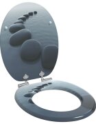 vidaXL Мека затваряща се тоалетна седалка Сив 44 x 38 см ПДЧ