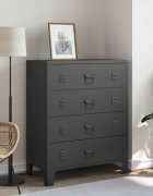 vidaXL Метален скрин индустриален стил 78x40x93 см черен