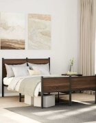 vidaXL Метална рамка за легло без матрак кафяв дъб 120x200 см