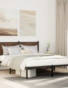 vidaXL Метална рамка за легло без матрак кафяв дъб 150x200 см