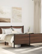 vidaXL Метална рамка за легло без матрак кафяв дъб 150x200 см