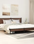 vidaXL Метална рамка за легло без матрак кафяв дъб 160x200 см