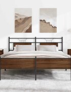 vidaXL Метална рамка за легло без матрак кафяв дъб 180x200 см