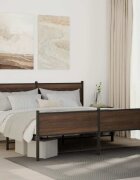 vidaXL Метална рамка за легло без матрак кафяв дъб 180x200 см