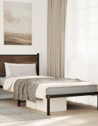 vidaXL Метална рамка за легло без матрак кафяв дъб 90x200 см