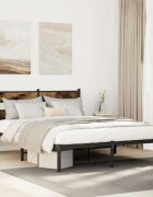 vidaXL Метална рамка за легло без матрак опушен дъб 150x200 см