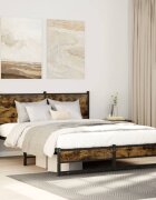 vidaXL Метална рамка за легло без матрак опушен дъб 150x200 см