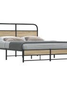 vidaXL Метална рамка за легло без матрак опушен дъб 160x200 см