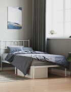 vidaXL Метална рамка за легло без матрак с табла бяла 75x190 см