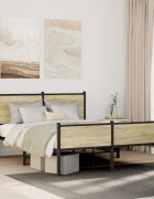 vidaXL Метална рамка за легло без матрак сонома дъб 150x200 см