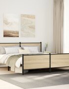 vidaXL Метална рамка за легло без матрак сонома дъб 183x213 см