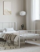 vidaXL Метална рамка за легло с горна и долна табла бяла 100x190 см