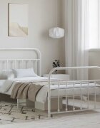 vidaXL Метална рамка за легло с горна и долна табла бяла 100x190 см