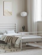 vidaXL Метална рамка за легло с горна и долна табла бяла 100x200 см