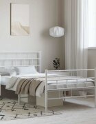 vidaXL Метална рамка за легло с горна и долна табла бяла 100x200 см