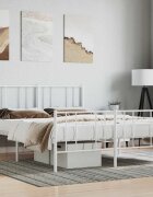vidaXL Метална рамка за легло с горна и долна табла бяла 120x200 см