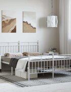vidaXL Метална рамка за легло с горна и долна табла бяла 135x190 см