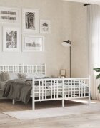 vidaXL Метална рамка за легло с горна и долна табла бяла 140x190 см