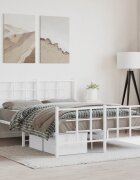 vidaXL Метална рамка за легло с горна и долна табла бяла 140x200 см