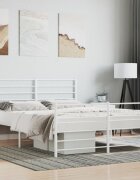vidaXL Метална рамка за легло с горна и долна табла бяла 160x200 см