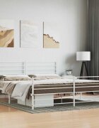 vidaXL Метална рамка за легло с горна и долна табла бяла 180x200 см