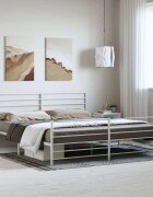 vidaXL Метална рамка за легло с горна и долна табла бяла 193x203 см