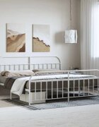 vidaXL Метална рамка за легло с горна и долна табла бяла 193x203 см