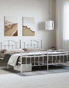 vidaXL Метална рамка за легло с горна и долна табла бяла 193x203 см