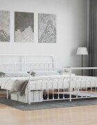 vidaXL Метална рамка за легло с горна и долна табла бяла 200x200 см