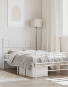 vidaXL Метална рамка за легло с горна и долна табла бяла 75x190 см
