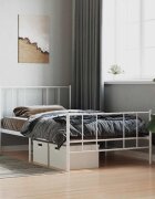 vidaXL Метална рамка за легло с горна и долна табла бяла 90x200 см