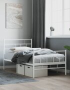 vidaXL Метална рамка за легло с горна и долна табла бяла 90x200 см