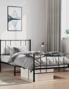 vidaXL Метална рамка за легло с горна и долна табла черна 100x190 см