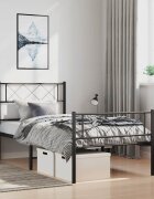 vidaXL Метална рамка за легло с горна и долна табла черна 100x190 см