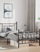 vidaXL Метална рамка за легло с горна и долна табла черна 100x190 см