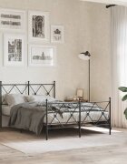 vidaXL Метална рамка за легло с горна и долна табла черна 120x200 см