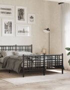 vidaXL Метална рамка за легло с горна и долна табла черна 137x190 см
