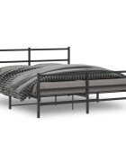vidaXL Метална рамка за легло с горна и долна табла черна 160x200 см