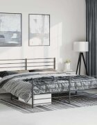 vidaXL Метална рамка за легло с горна и долна табла черна 193x203 см