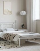 vidaXL Метална рамка за легло с горна табла Бял 100x200 см