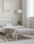 vidaXL Метална рамка за легло с горна табла бяла 100x190 см