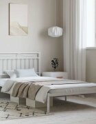 vidaXL Метална рамка за легло с горна табла бяла 100x190 см