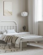 vidaXL Метална рамка за легло с горна табла бяла 100x190 см