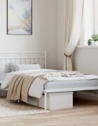 vidaXL Метална рамка за легло с горна табла бяла 107x203 см