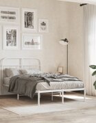 vidaXL Метална рамка за легло с горна табла бяла 120x190 см
