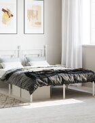 vidaXL Метална рамка за легло с горна табла бяла 140x200 см