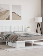 vidaXL Метална рамка за легло с горна табла бяла 150x200 см