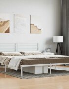 vidaXL Метална рамка за легло с горна табла бяла 200x200 см